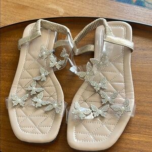 Butterfly Embellished Sandals iridescent Size 9 US